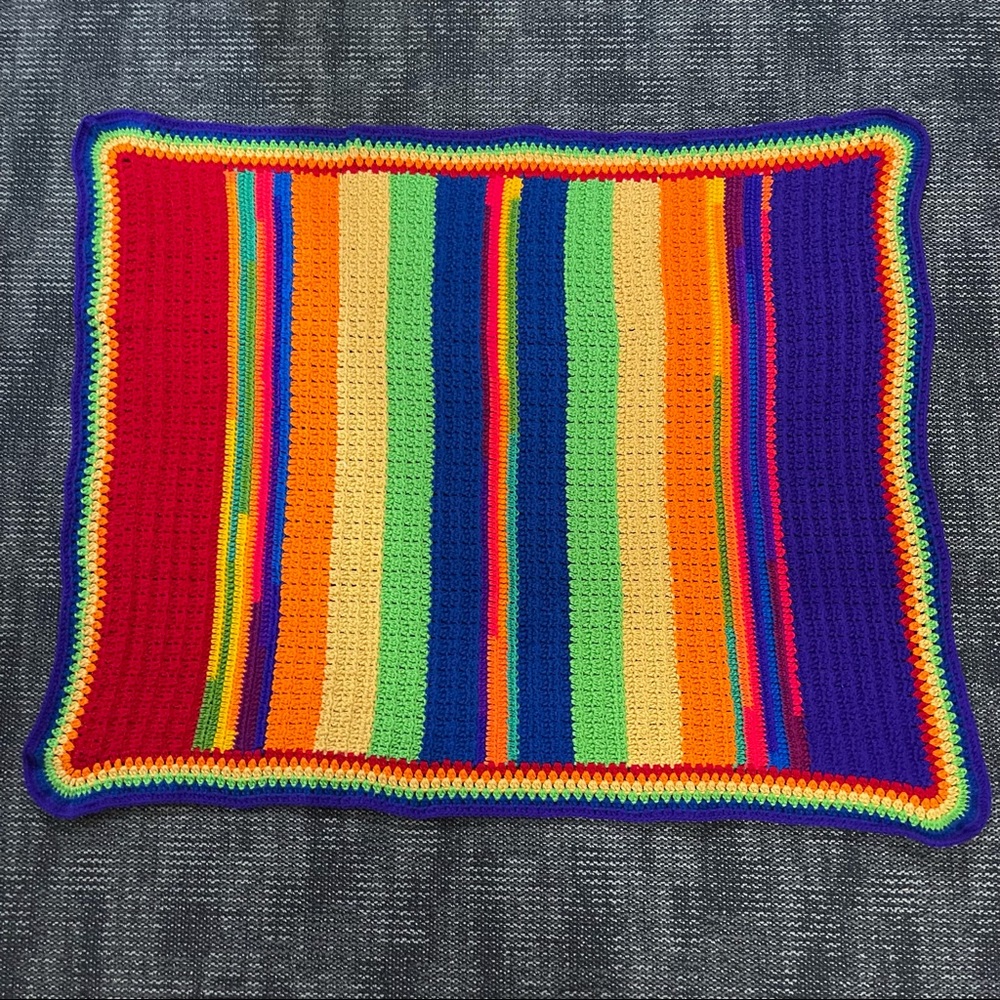 Afghan Blanket 51”x42” Throw Lap Blanket Rainbow - Picture 8 of 8
